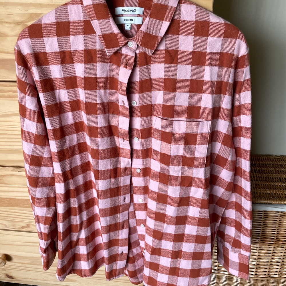 Madewell flannel oversized ex boyfriend shirt